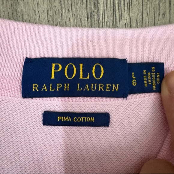 Polo Ralph Lauren Mens Large Pink Short Sleeve Polo Shirt 2 Button Preppy Golf - Picture 2 of 9